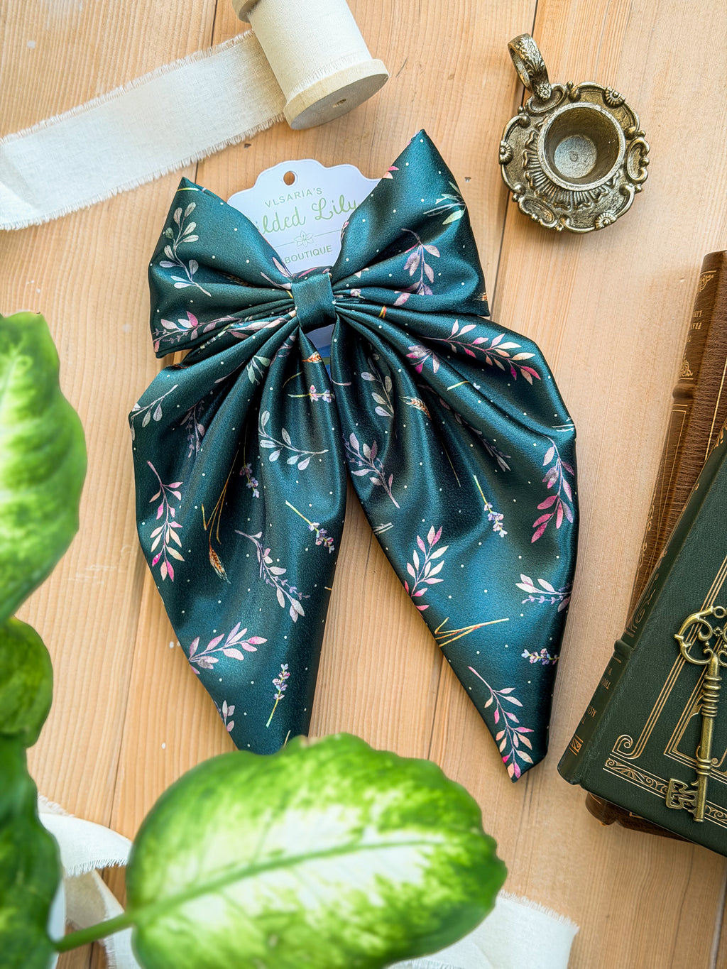 Midnight Botanical Hair Bow
