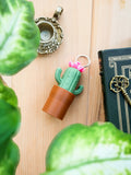 Blooming Cactus Chapstick Holder Keychain